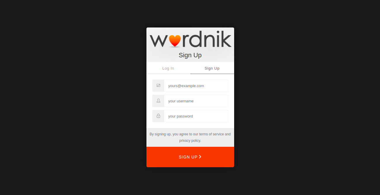 Create Wordnik account