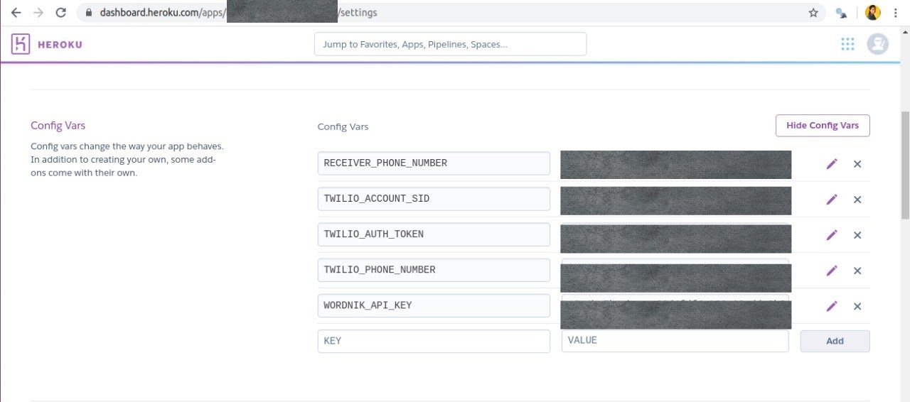 heroku dashboard