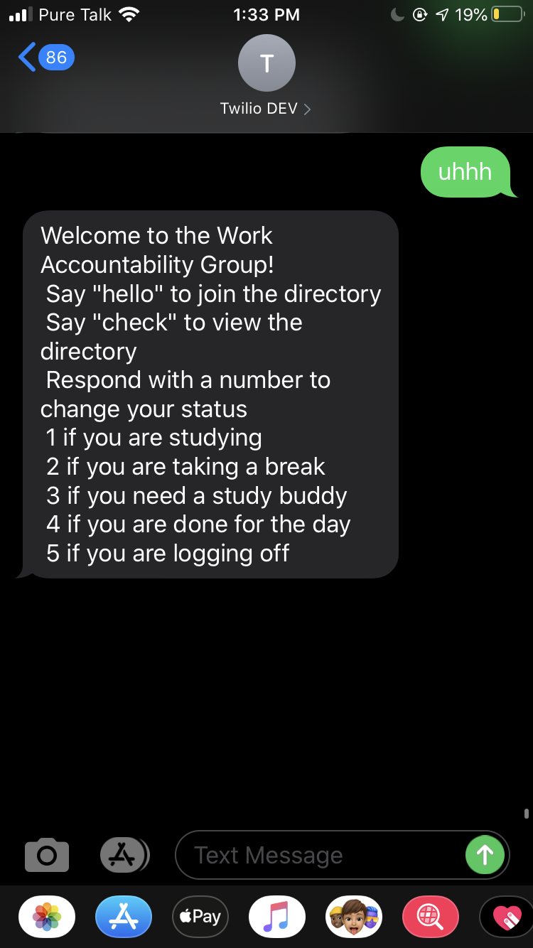 Example help text for the Work Accountability App