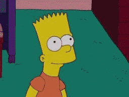 Animated GIF of Bart Simpson dumping a cake that says "at least you tried" into the trash can.
