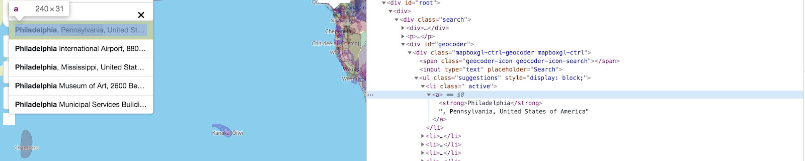 Location suggestions console