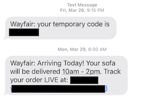 Delivery Confirmation SMS example template JP