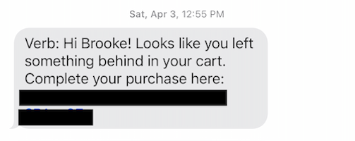 Abandoned Cart Example SMS Template