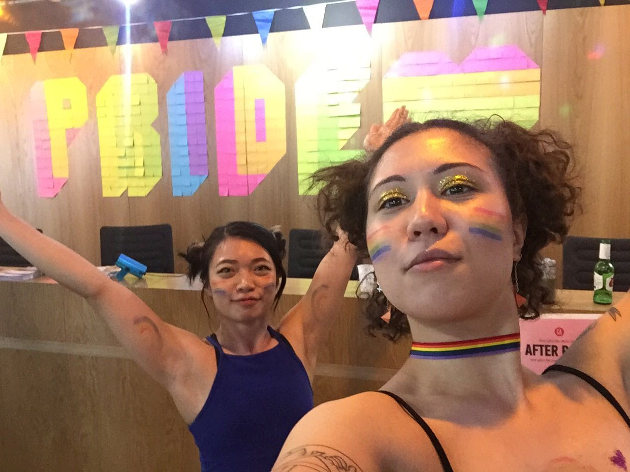 Linda Lê and friend celebrating Pride