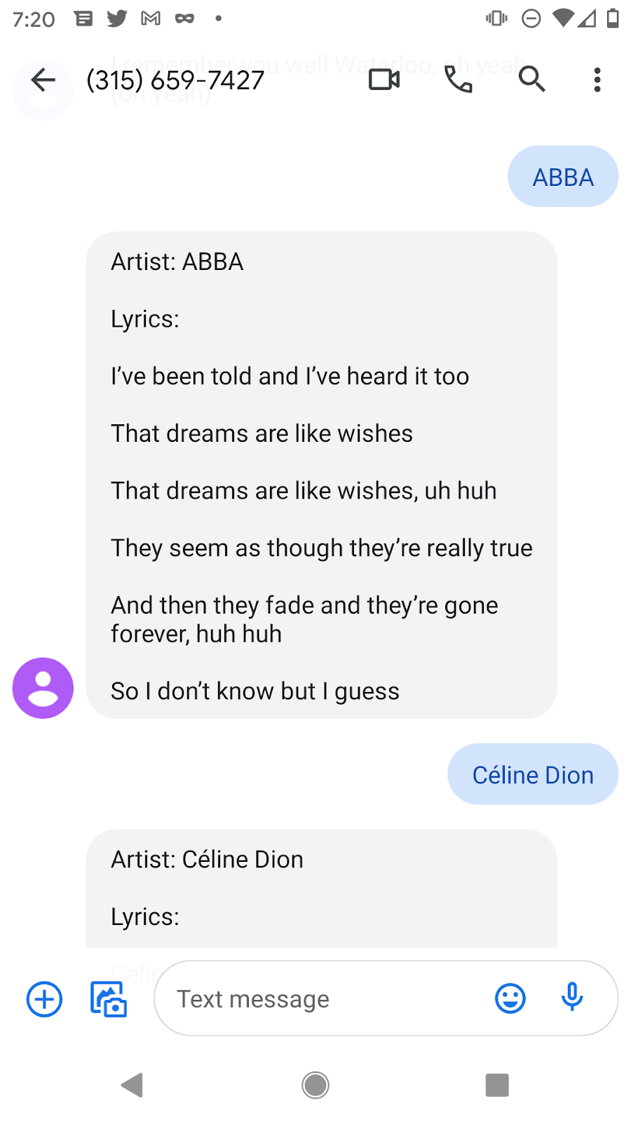 Some lyrics based on ABBA, created by a bot