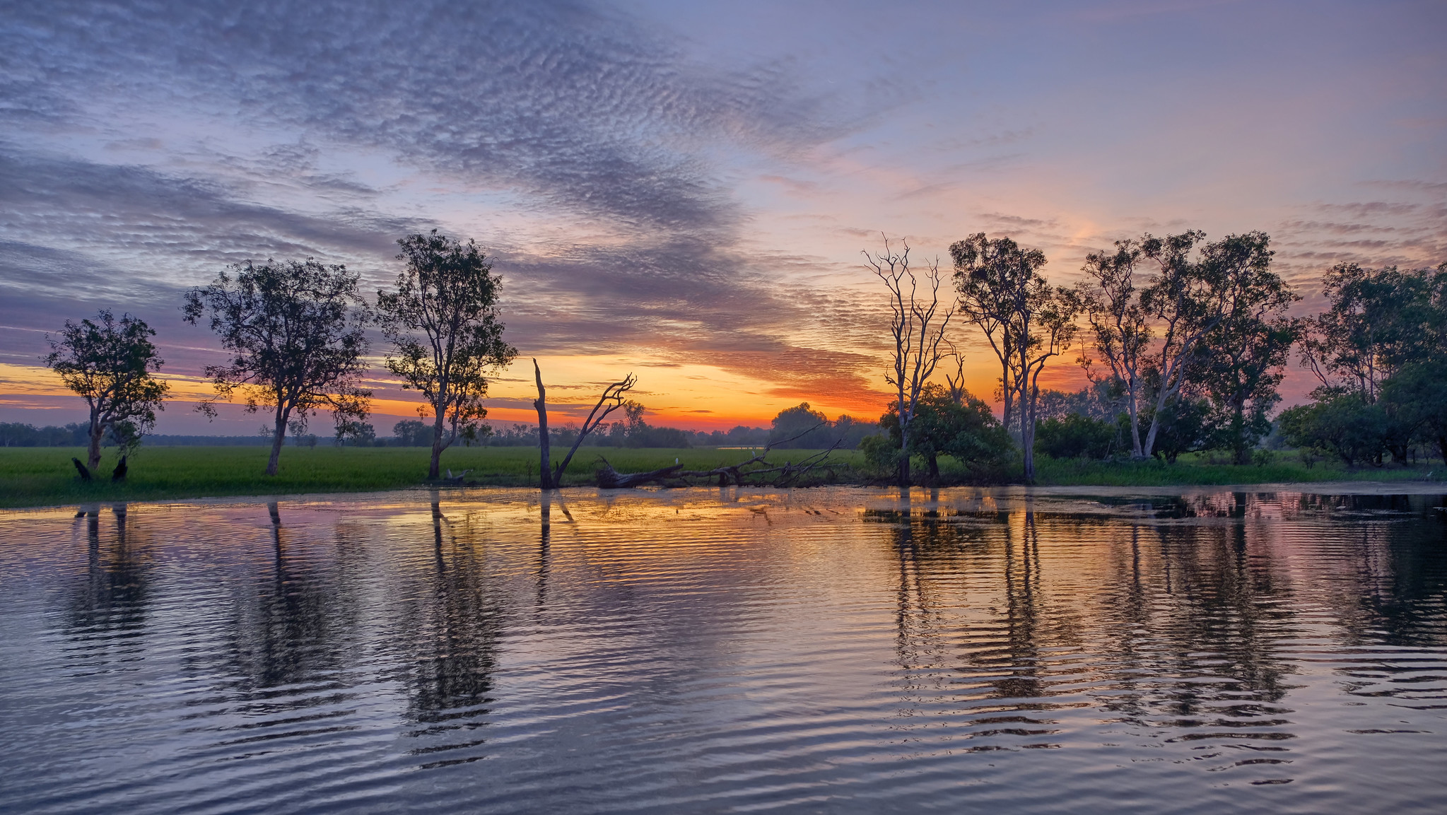 Sunset over Yellow Waters Billabong, Kakadu National Park, NT, Australia