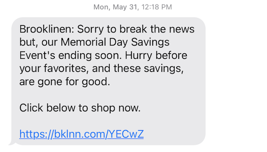 Brooklinen Memorial Day sale reminder JP