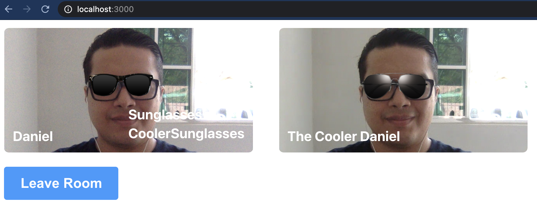 2 images of author with filters -- left labeled "Daniel" with plain sunglasses; right is "The Cooler Daniel" with aviators.