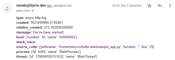 Exemple d'alerte e-mail