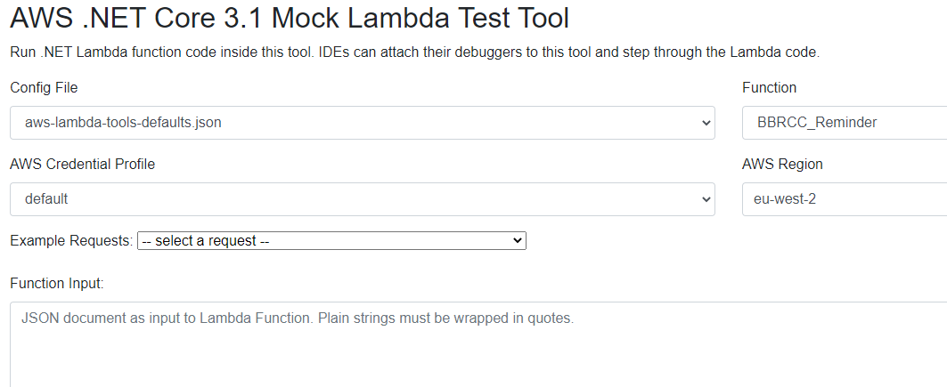 AWS Mock Lambda Test Tool