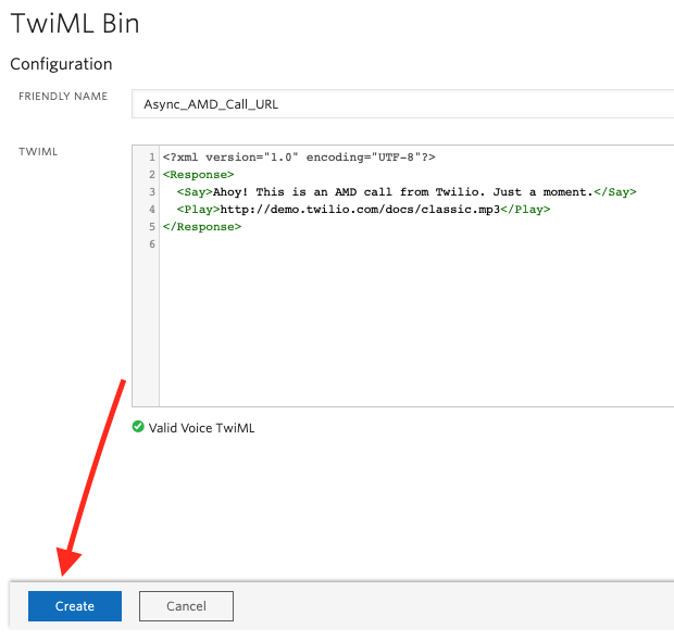 Create button inside a TwiML bin