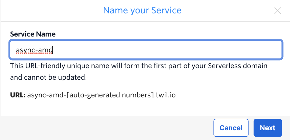 Naming a Service in Twilio
