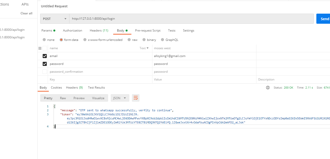 Retrieve an OTP using Postman