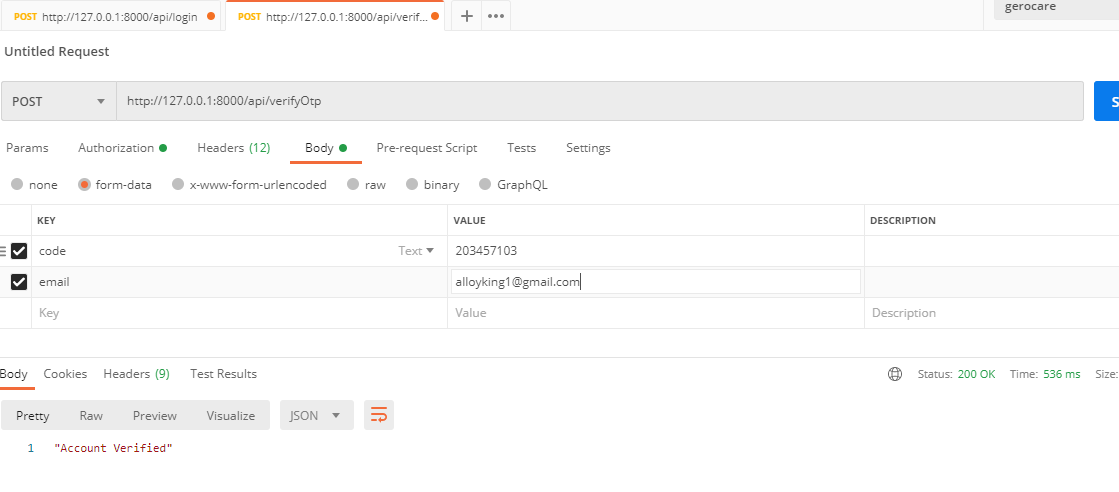 Test OTP using Postman