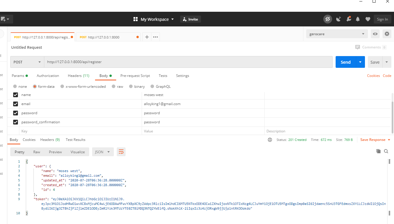 Test and endpoint with Postman