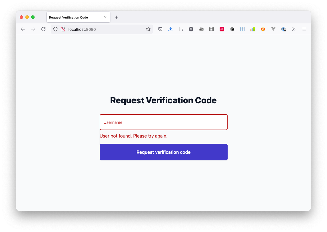 Request verification form error
