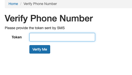 Verify Phone number form