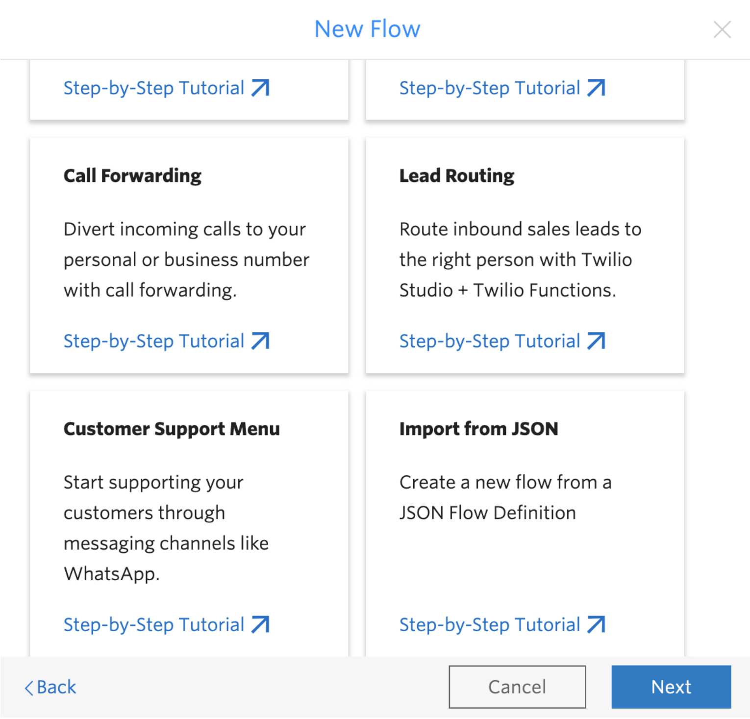 Studio Flow templates and options