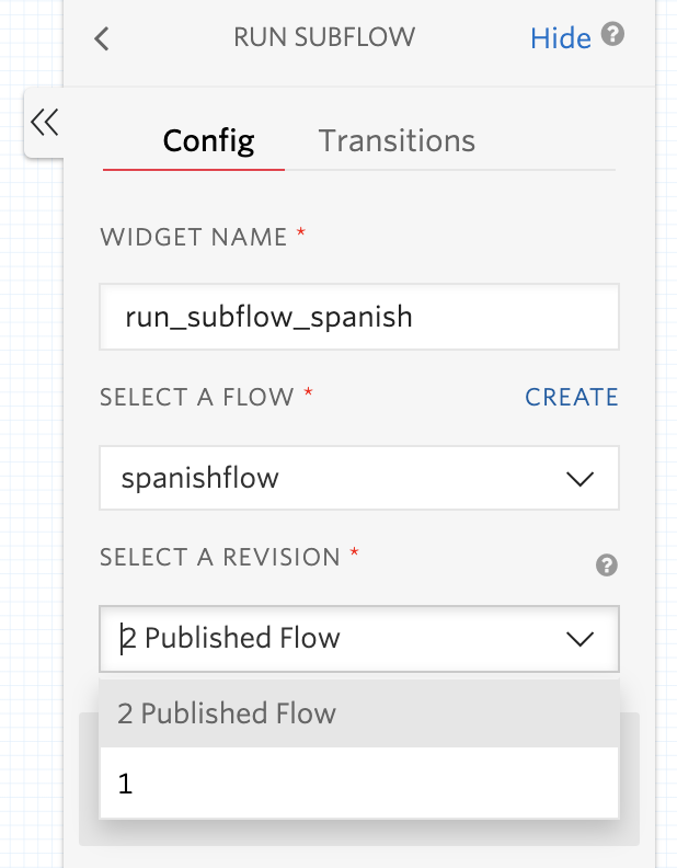 Twilio Subflow configuration page