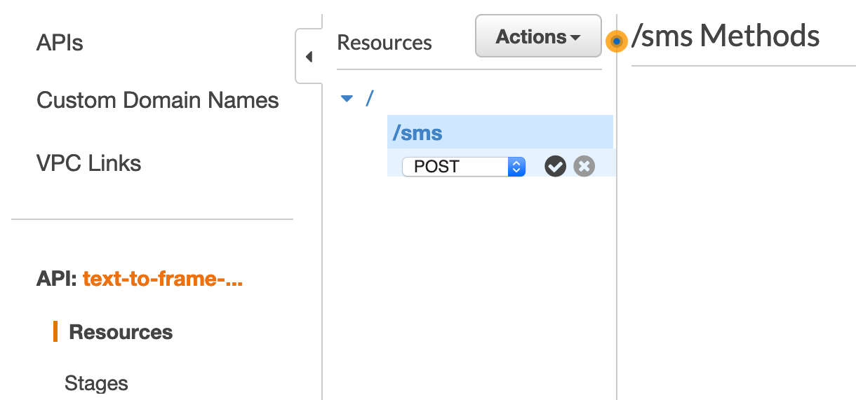 API Gateway sms endpoint