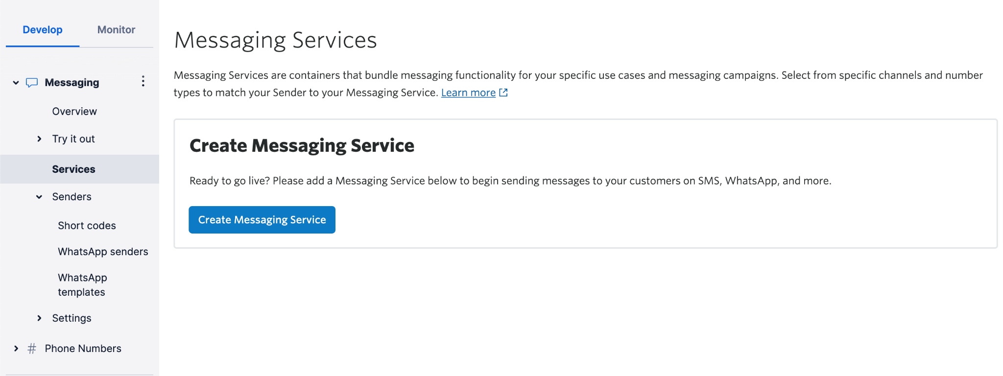 Twilio&#x27;s Messaging Service Page