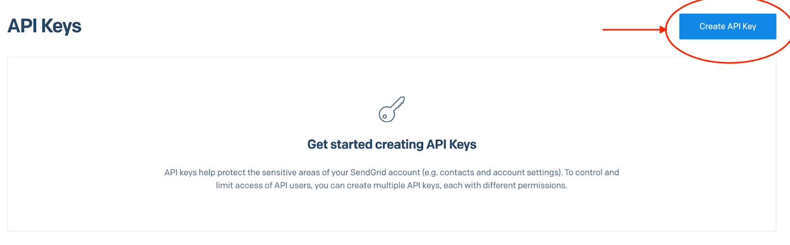 Create a SendGrid API key, step 1.