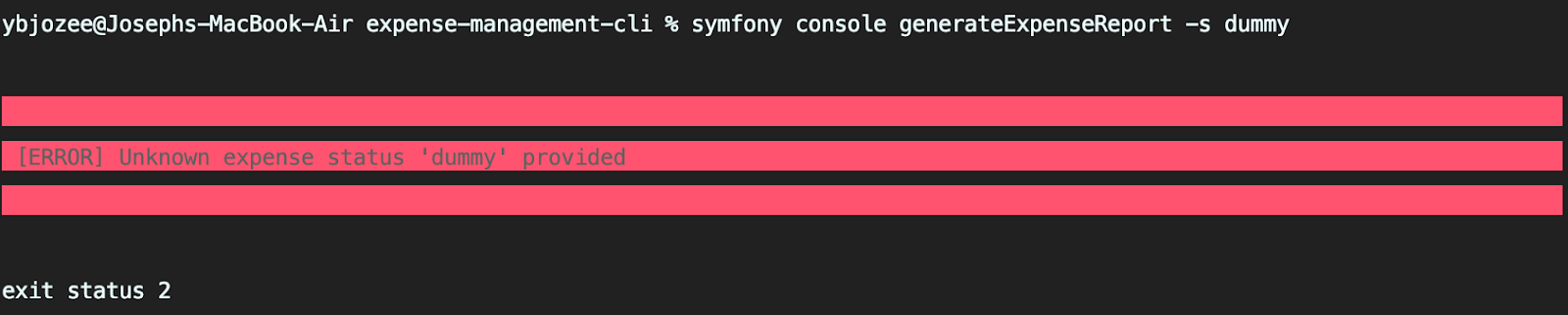 Default command output