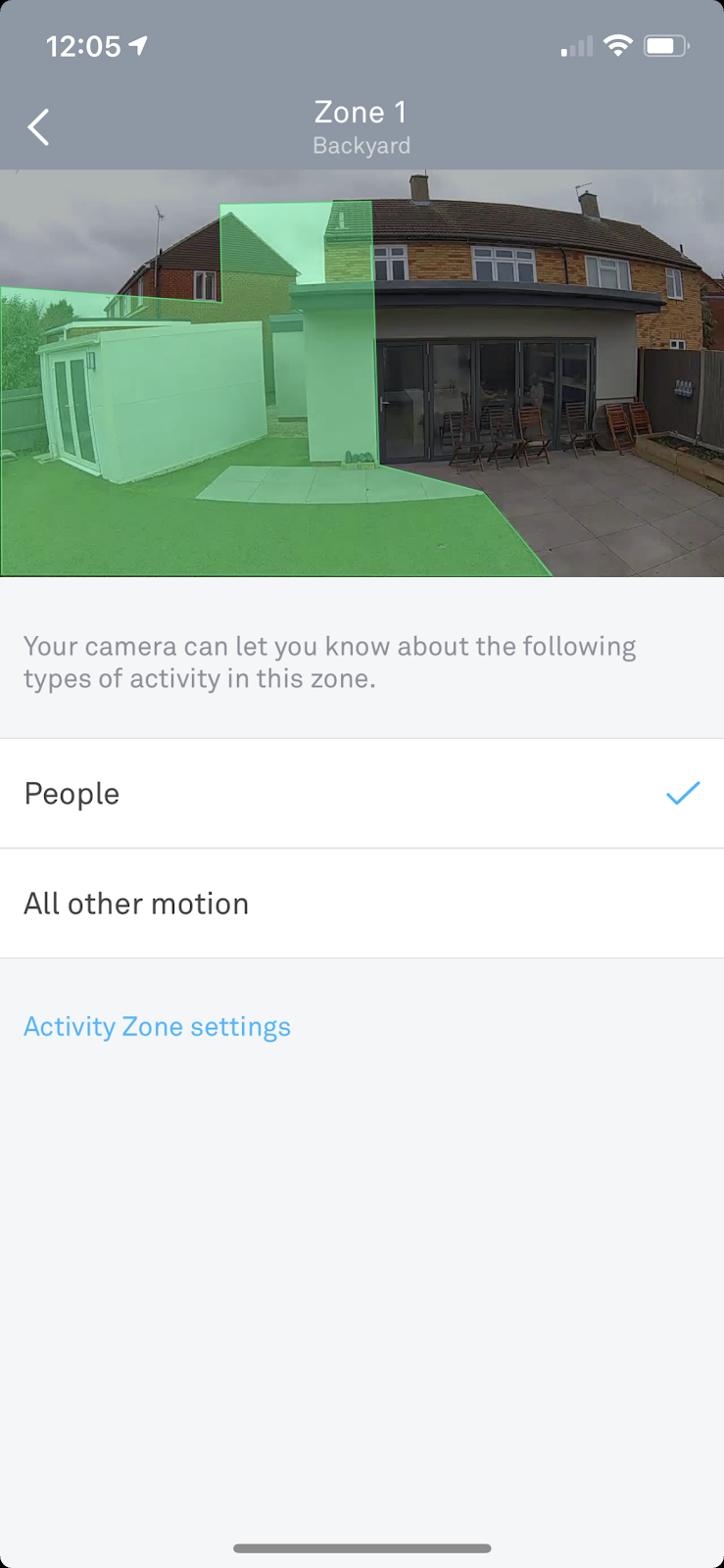 Google Nest Cam App zone settings to notify when it identifies peoplepeople