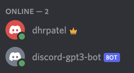 Online status of discord bot
