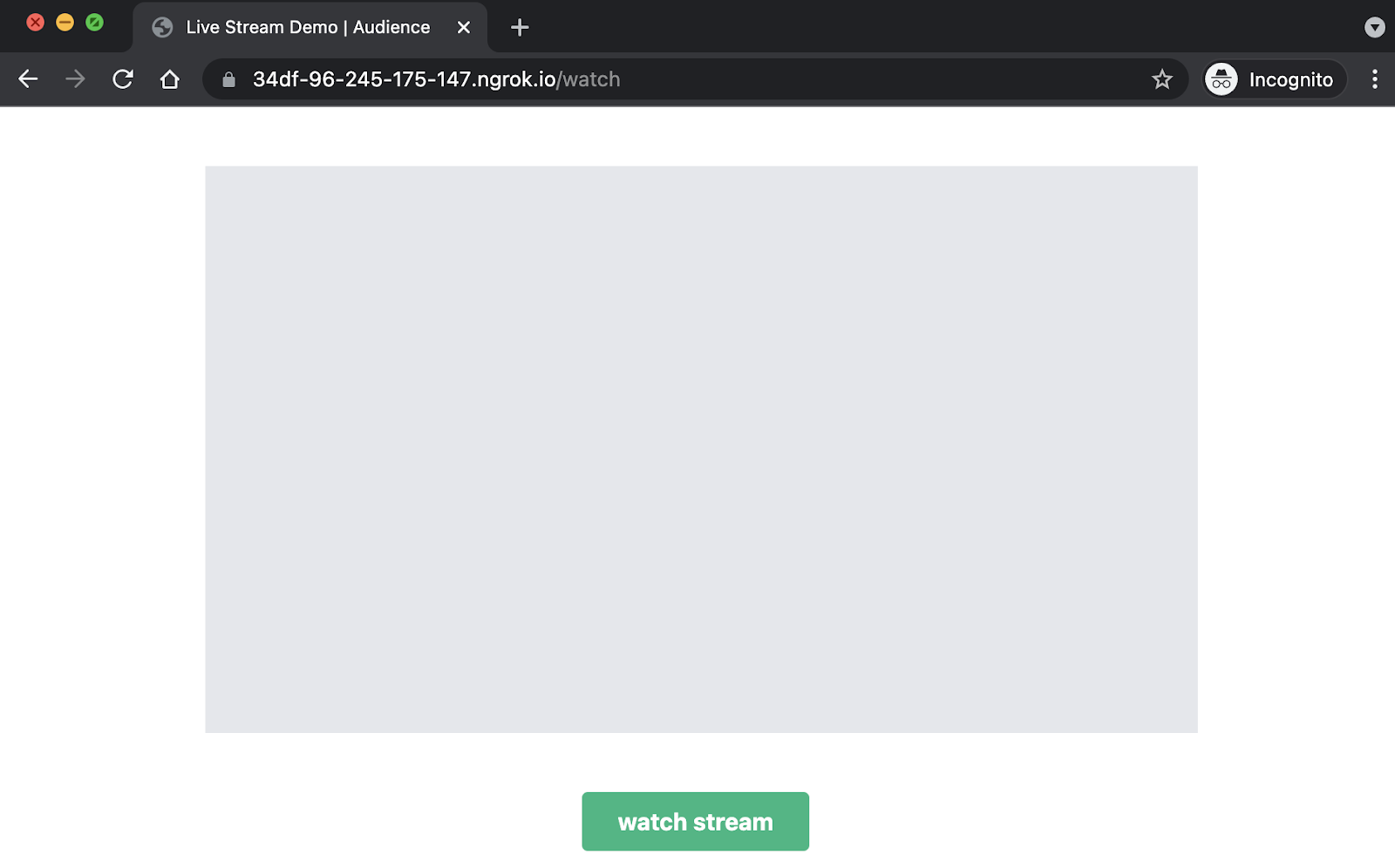 Gray box, with "watch stream" button just below it
