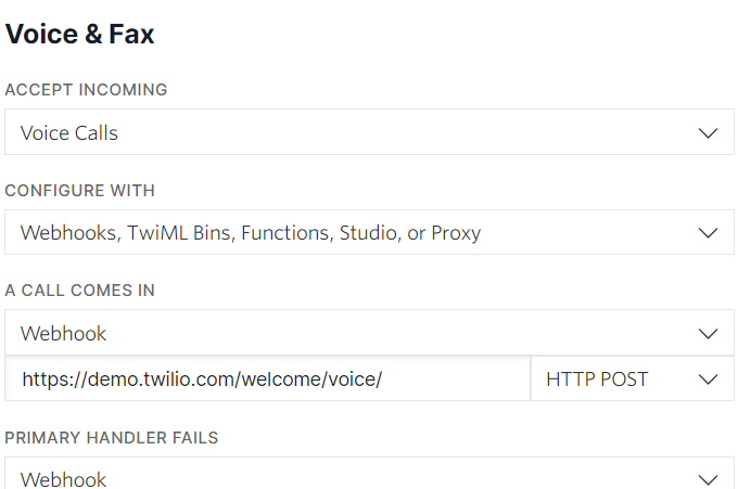 Voice & Fax Webhook