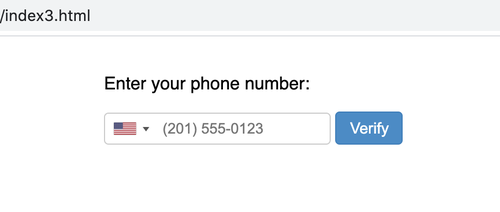campo de entrada de número de teléfono con lista desplegable con la bandera de los EE. UU. y el código del país, que incluye texto de marcador de posición para un número de teléfono