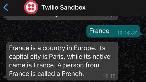 Resposta do webhook: França