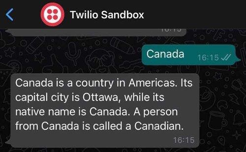 Resposta do webhook: Canadá