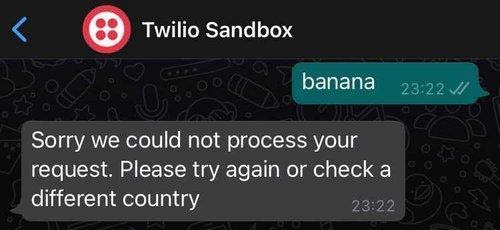 Resposta de erro