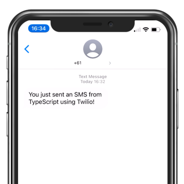 Uma exibição do aplicativo de mensagens do iPhone mostrando que recebemos a mensagem do script.