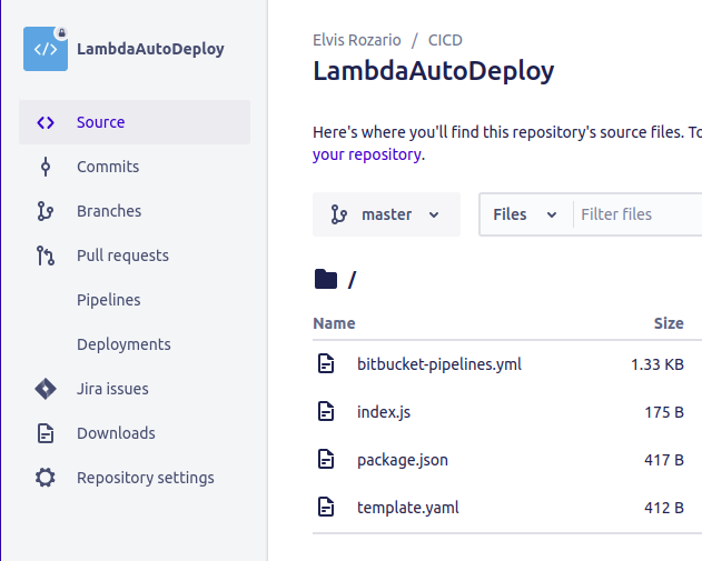 Bitbucket repo LambdaAutoDeploy