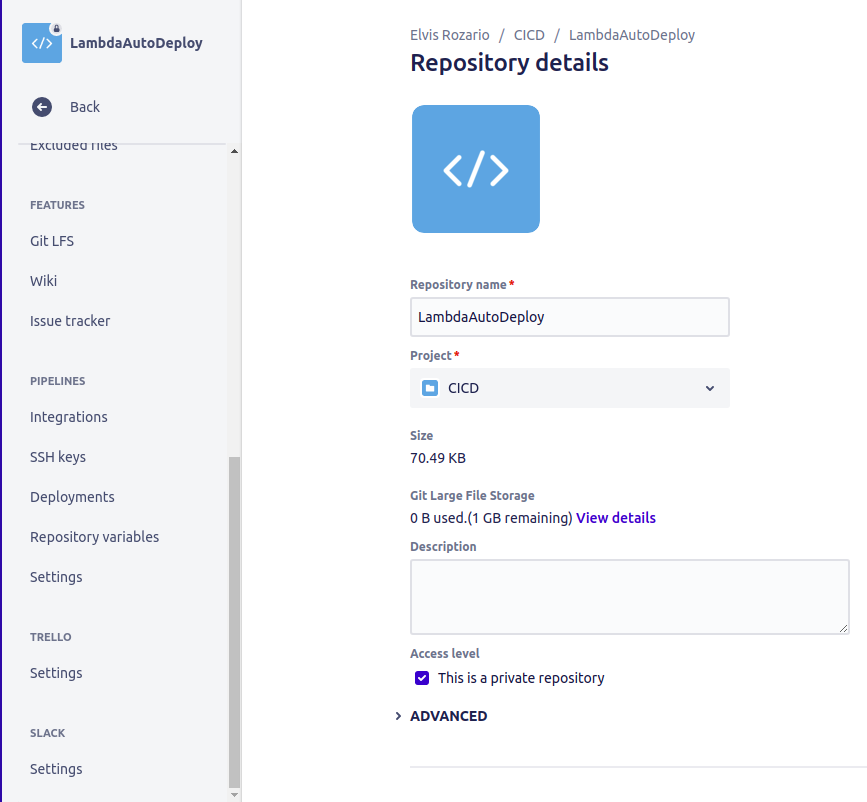 Bitbucket Settings