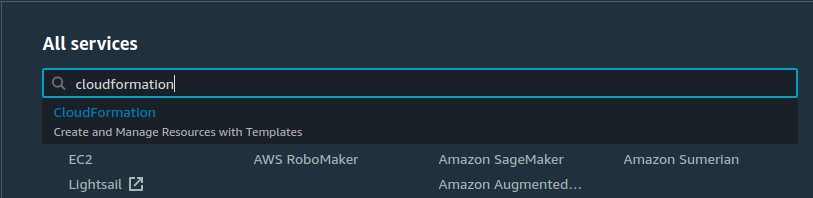 Search AWS CloudFormation Service