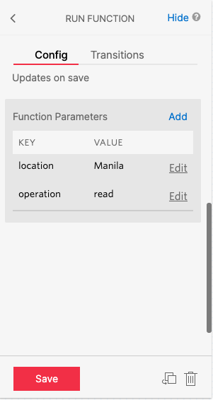 An image showing how to update the "Check Emergency" section of the flow with the readUpdateOutage function