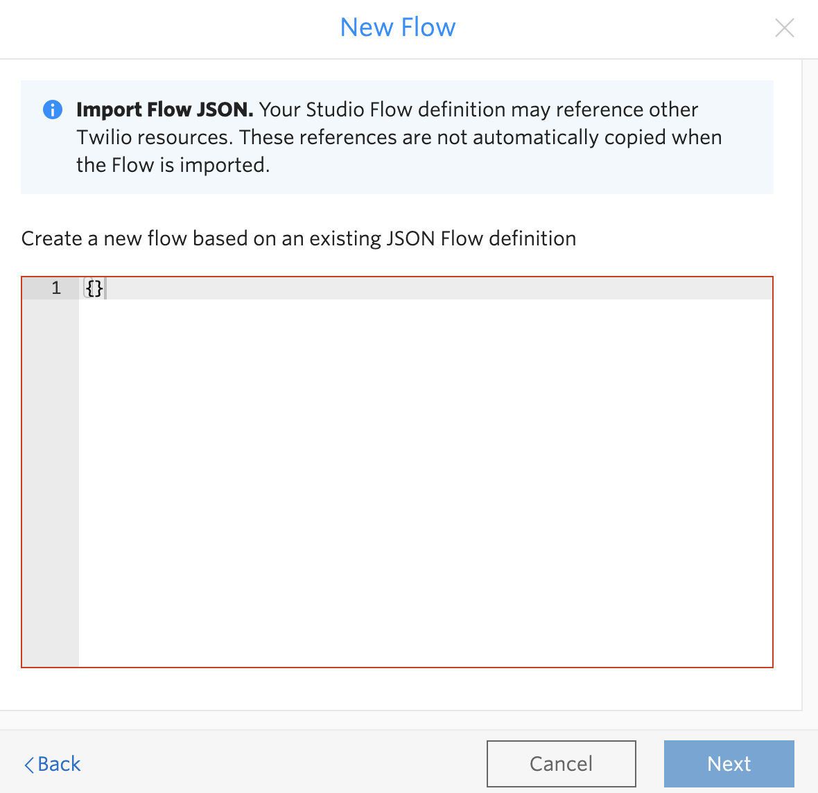 An image showing where to place code when creating a new Studio Flow