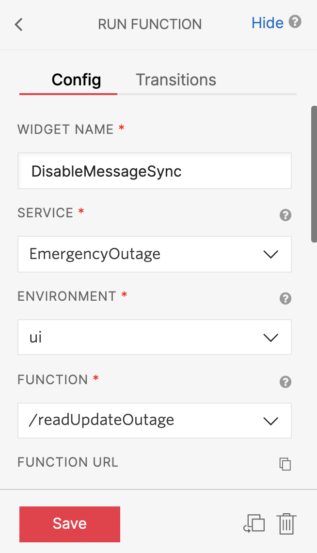 An image showing how to set the parameters for the DisableMessageSync