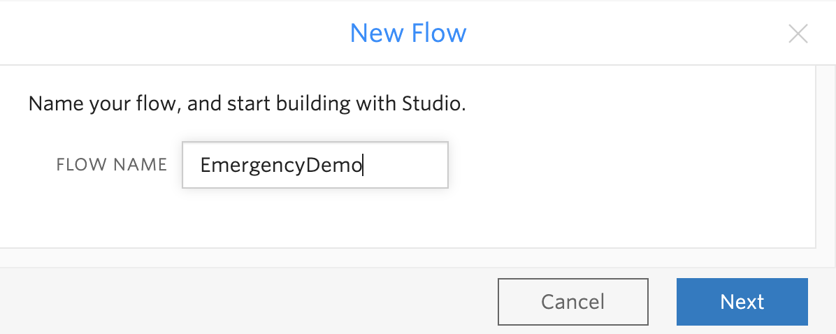 An image of a how to name a new Studio flow