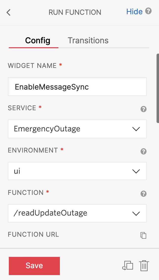 An image showing how to set the parameters for the Enable MessageSync