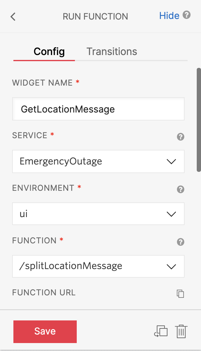 An image showing how to set the parameters for the GetLocationMessage