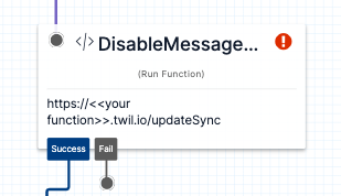 An image showing an exception (red exclamation point) on the DisableMessageSync