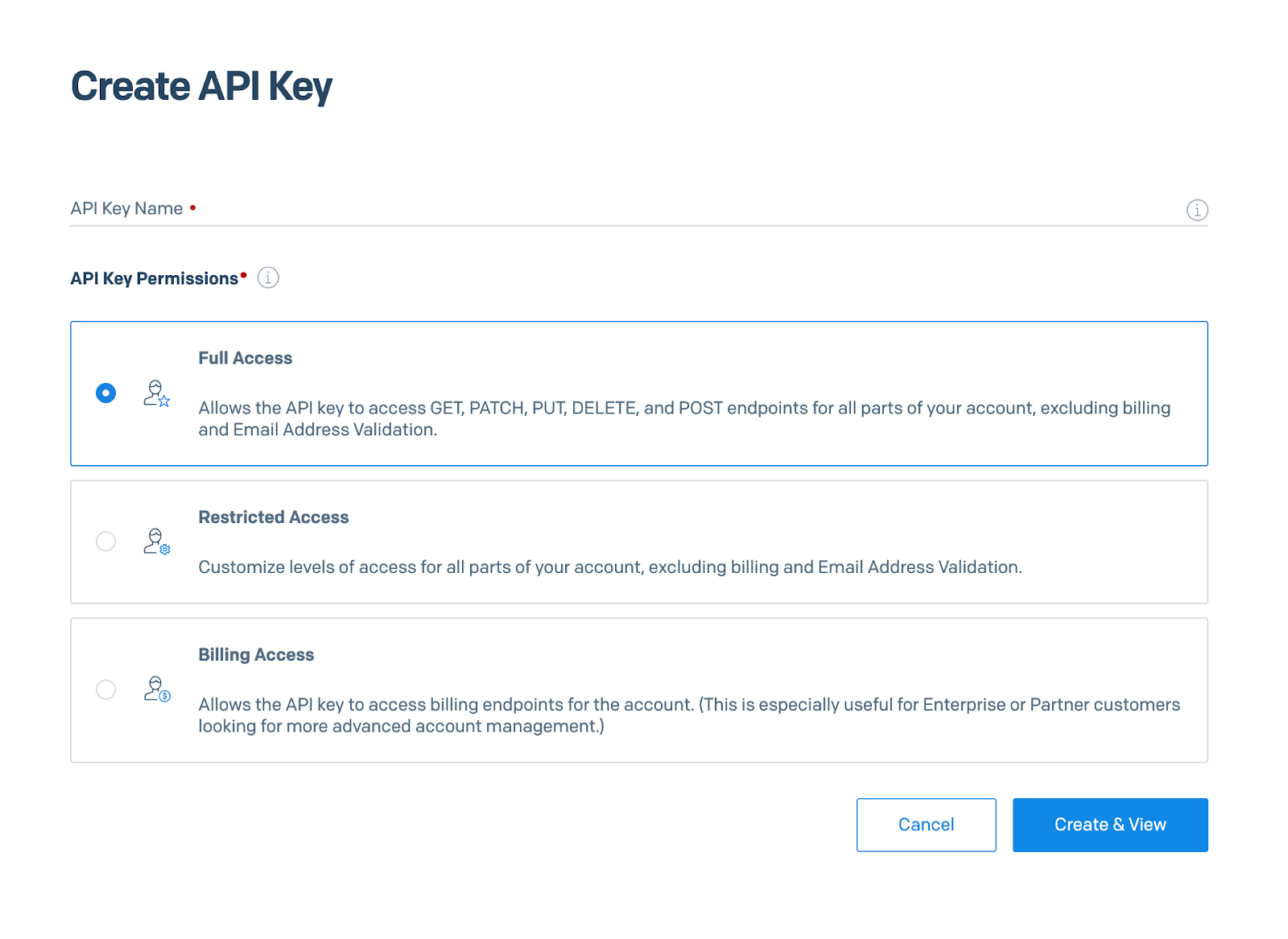 Create a SendGrid API key