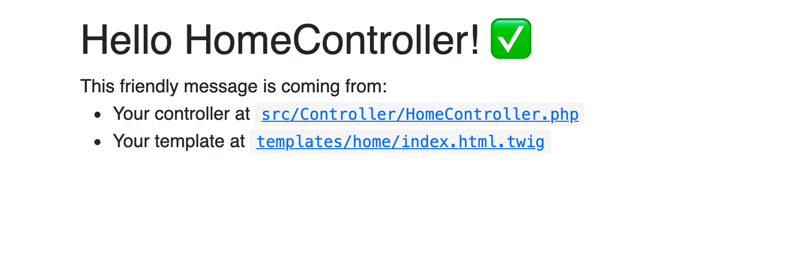 The default page for HomeController
