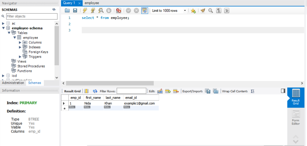 mysql table