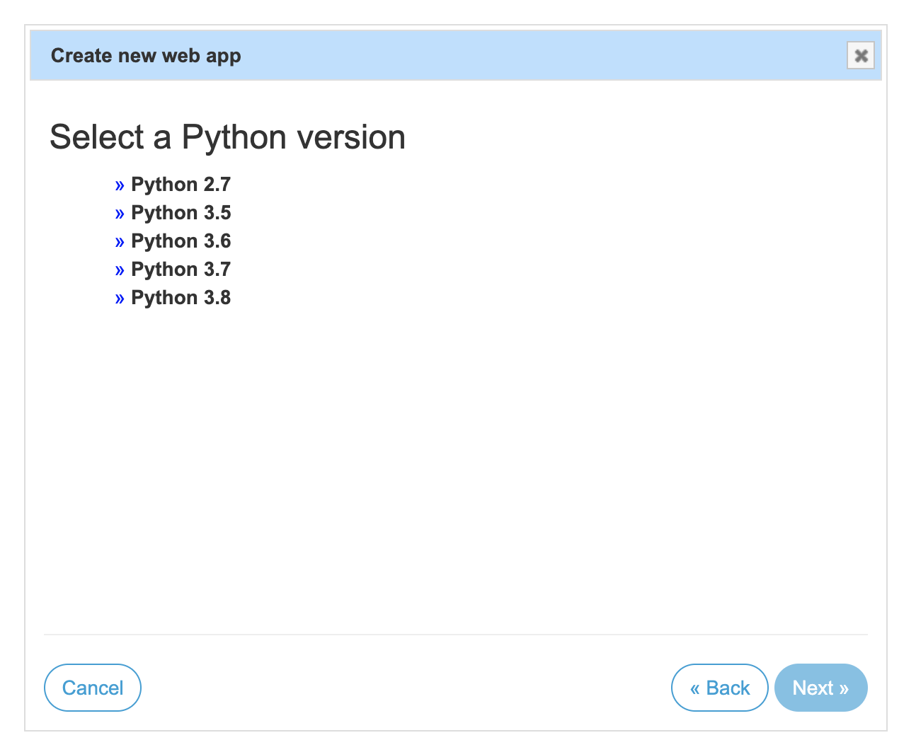 Select python version